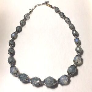 BLUE necklace 18 1/2", MUTED SILVERY ACCENTS Pre Worn ice blue from Macys